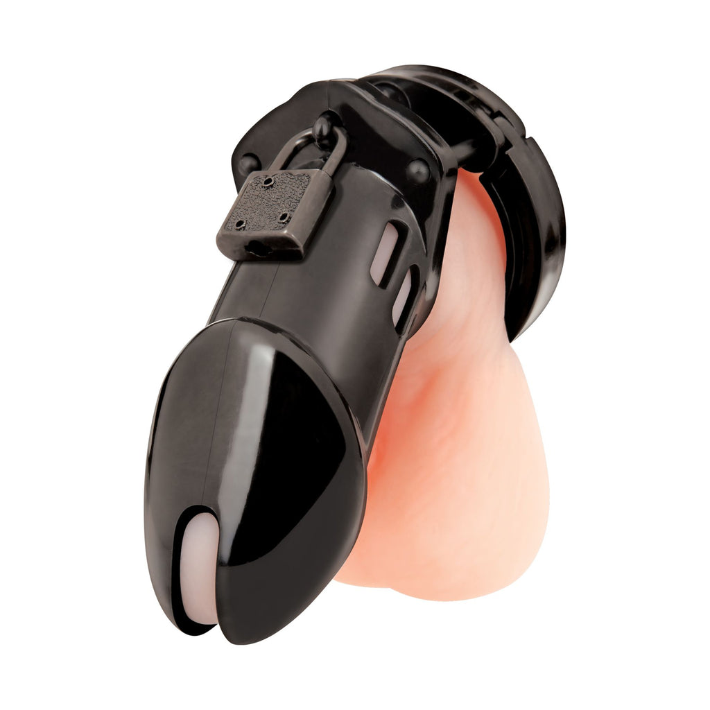 BLUE LINE - Acrylic See-thru Chastity Cage schwarz