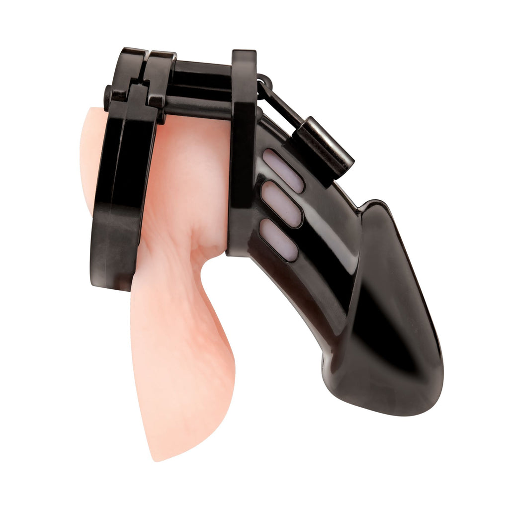 BLUE LINE - Acrylic See-thru Chastity Cage schwarz