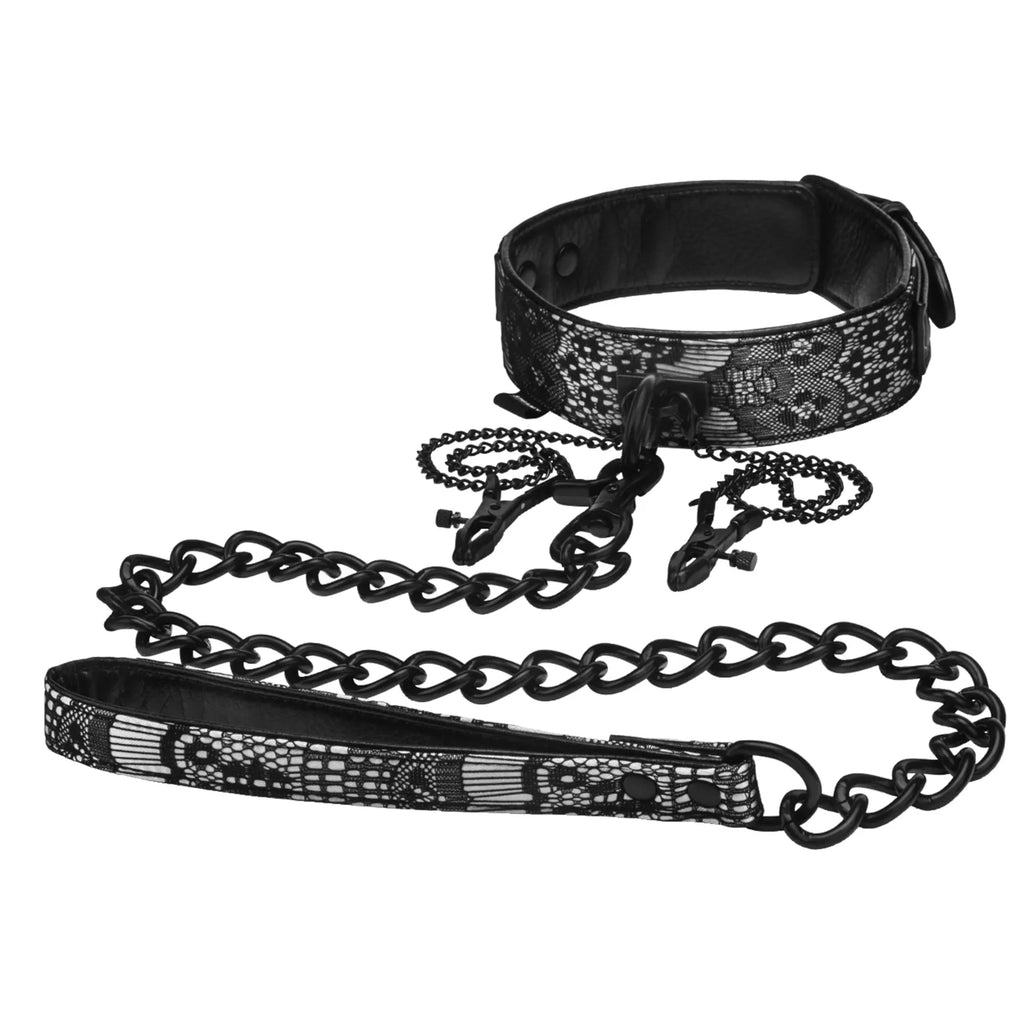 STEAMY SHADES - Halsband mit Leine & Nippelklammern