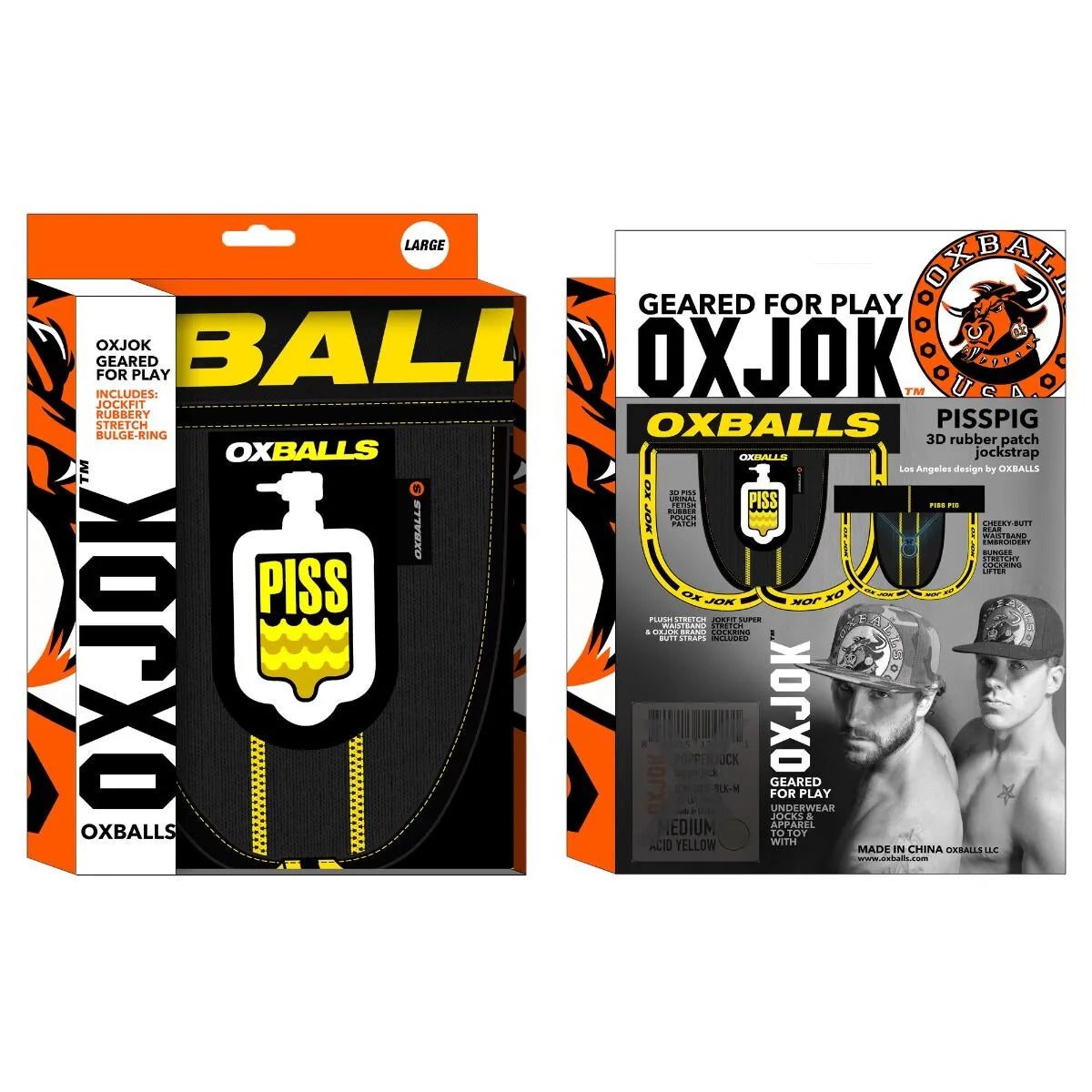 OXJOK™ PISSPIG 3D Rubber Urinal Jock Black/Yellow