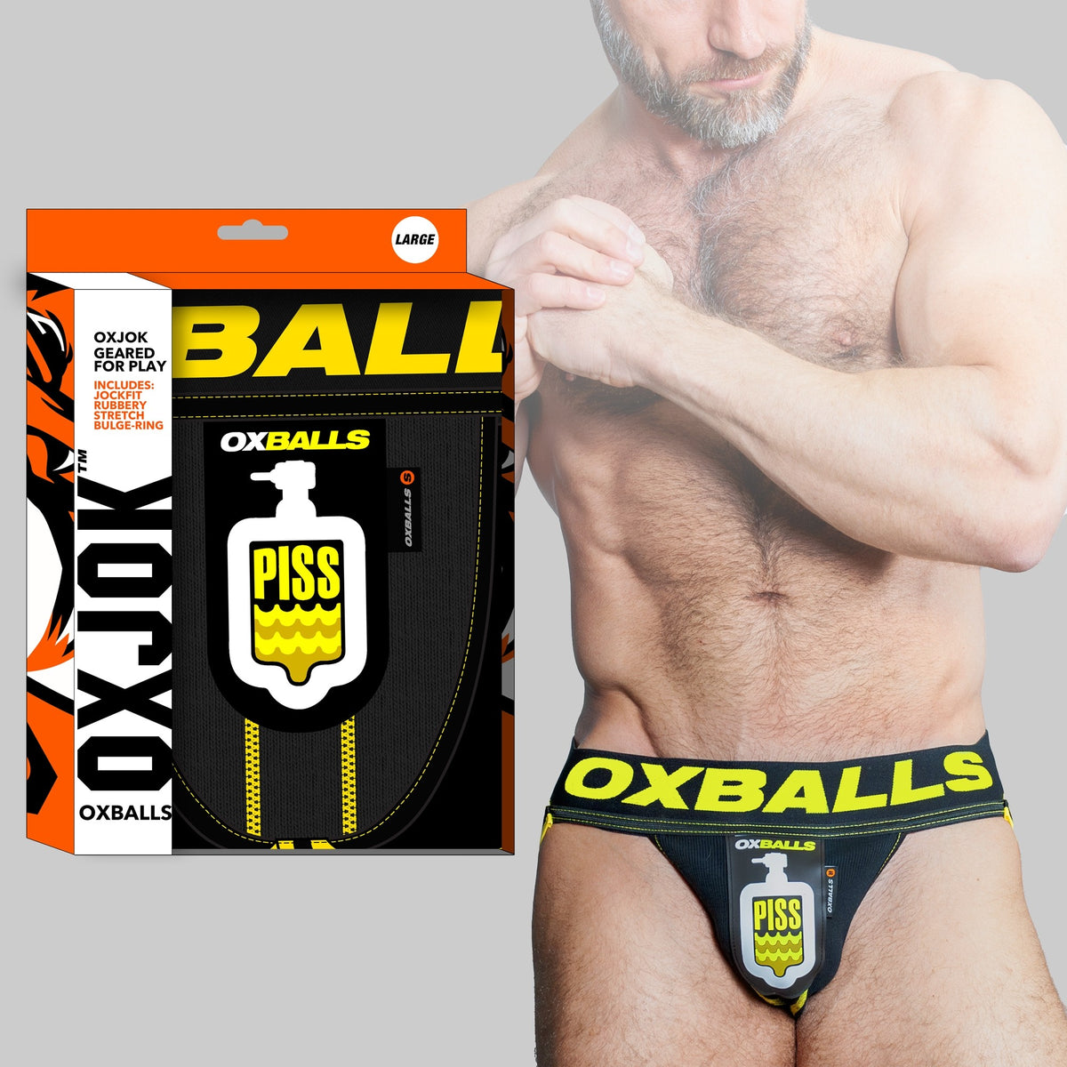 OXJOK™ PISSPIG 3D Rubber Urinal Jock Black/Yellow