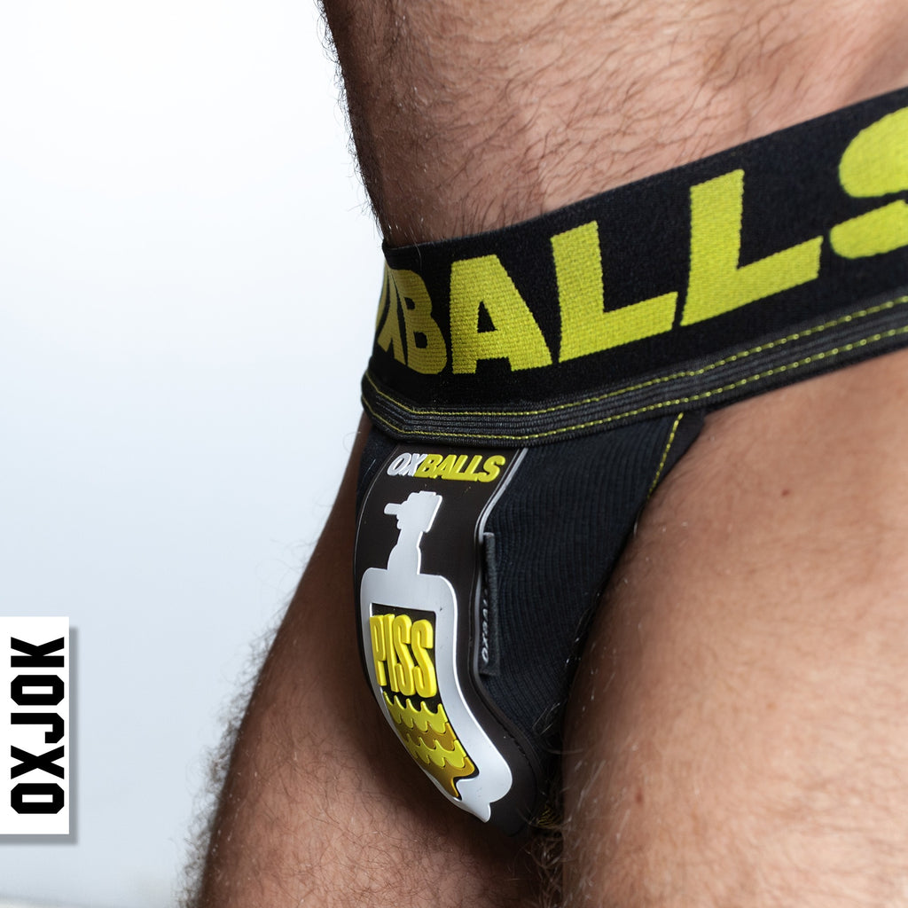 OXJOK™ PISSPIG 3D Rubber Urinal Jock Black/Yellow